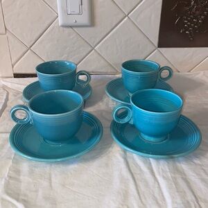 Vintage Fiestaware Turquoise Cup & Saucer Retired
